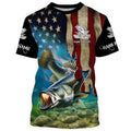 Largemouth Bass Fishing 3D American Flag Patriotic Customize name fishing NQS432