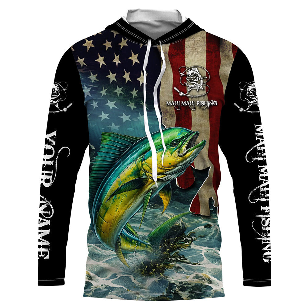Mahi Mahi Fishing American Flag UV protection customize name long sleeves NQS679