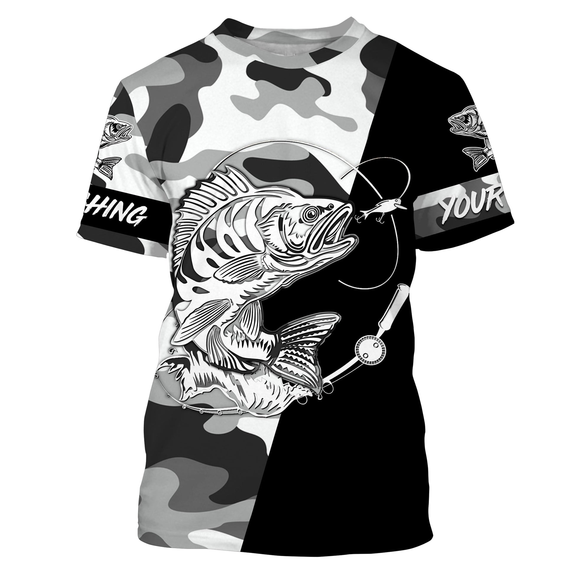 Perch Ice fishing winter camo custom name sun protection long sleeve fishing, Perch NQS4093