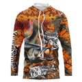 Largemouth Bass fishing orange camo performance long sleeve fishing, Bass fishing NQS4293