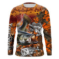 Largemouth Bass fishing orange camo performance long sleeve fishing, Bass fishing NQS4293