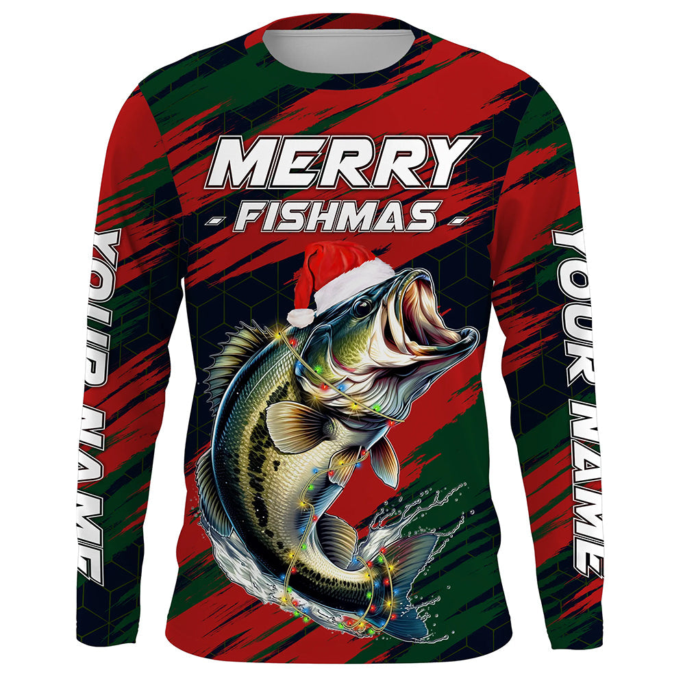 Personalized Christmas Bass Fishing, Mery fishmas Christmas Fishing gift, women, kid NQS4297