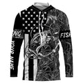 Bass Fishing American Flag patriotic gray Camo custom Performance Long Sleeve fishing for angler NQSD98