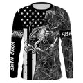 Bass Fishing American Flag patriotic gray Camo custom Performance Long Sleeve fishing for angler NQSD98