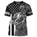 Bass Fishing American Flag patriotic gray Camo custom Performance Long Sleeve fishing for angler NQSD98