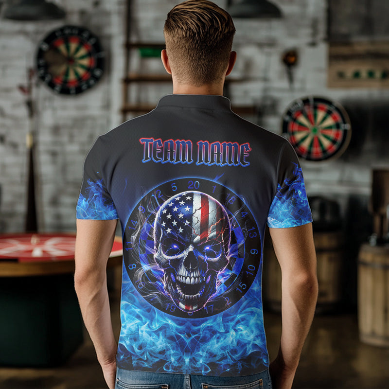 Blue Flame Smoke American Flag Eagle Skull Women Darts, Custom Darts Team NQS9658