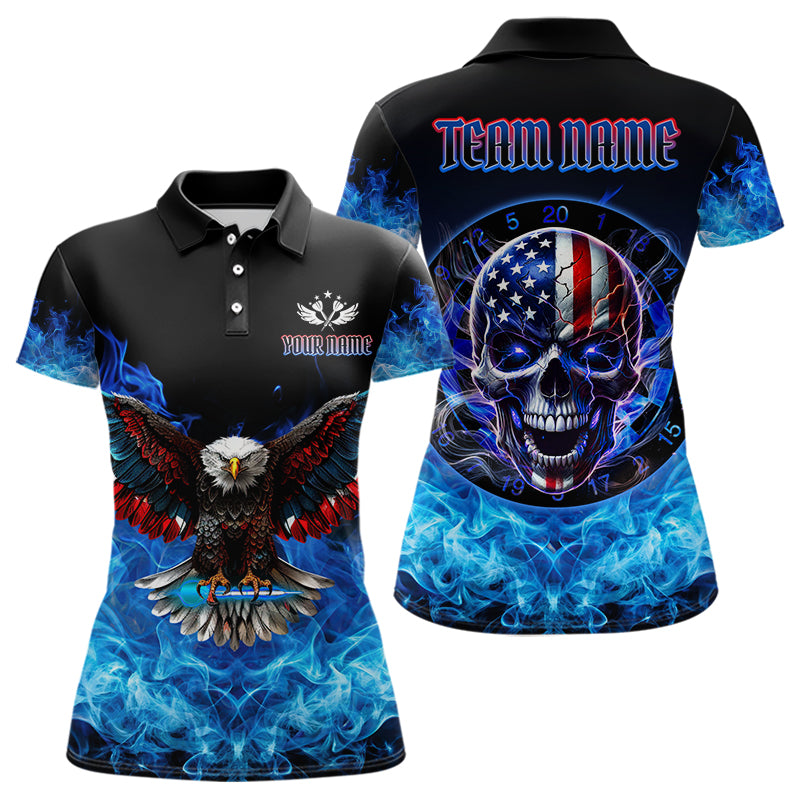 Blue Flame Smoke American Flag Eagle Skull Women Darts, Custom Darts Team NQS9658