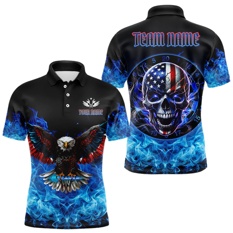 Blue Flame Smoke American Flag Eagle Skull Women Darts, Custom Darts Team NQS9658