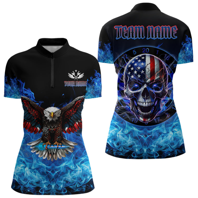 Blue Flame Smoke American Flag Eagle Skull Women Darts, Custom Darts Team NQS9658