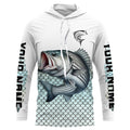 Striped Bass Fishing, Striper scales Custom name Long Sleeve performance Fishing NQS4513