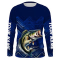 Largemouth Bass fishing blue camo Custom UV protection performance long sleeve fishing NQS7159
