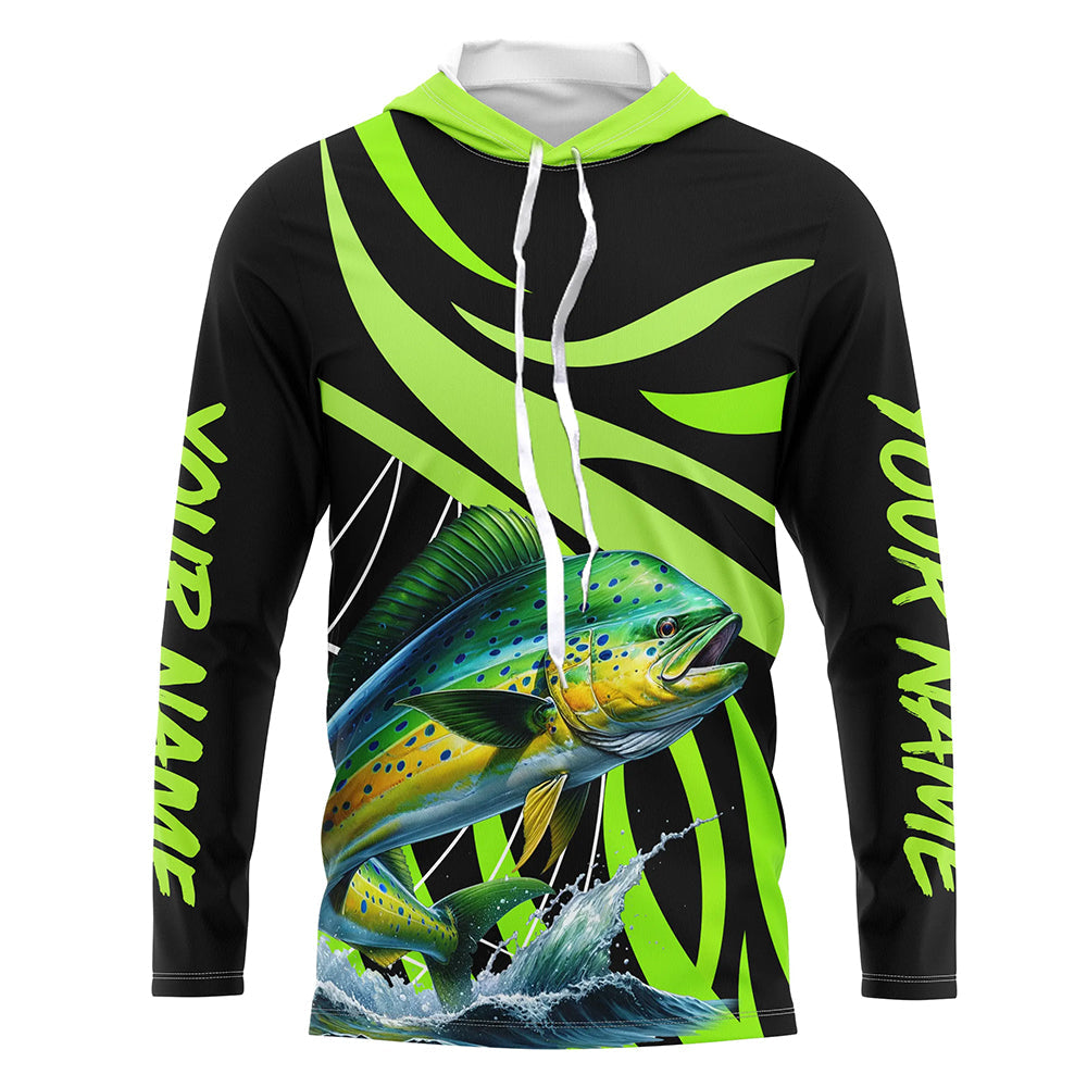 Personalized Mahi mahi ( Dorado) Long Sleeve Fishing, Tournament Fishing | Green NQS7448