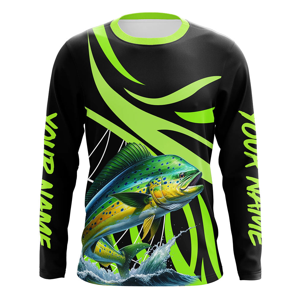 Personalized Mahi mahi ( Dorado) Long Sleeve Fishing, Tournament Fishing | Green NQS7448