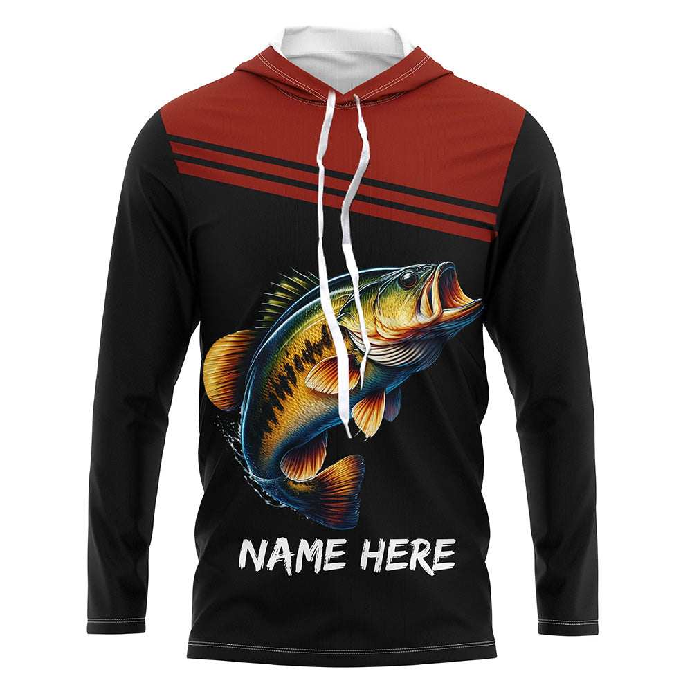 Red and black Bass Fishing Customize name Long sleeve UV protection performance Bass Fishing NQS2083