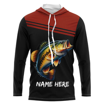Red and black Bass Fishing Customize name Long sleeve UV protection performance Bass Fishing NQS2083