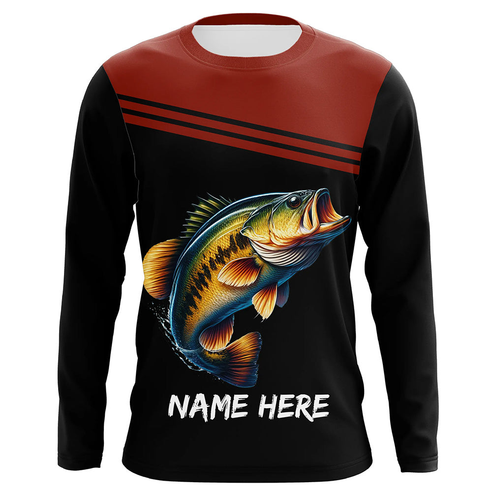 Red and black Bass Fishing Customize name Long sleeve UV protection performance Bass Fishing NQS2083