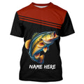Red and black Bass Fishing Customize name Long sleeve UV protection performance Bass Fishing NQS2083