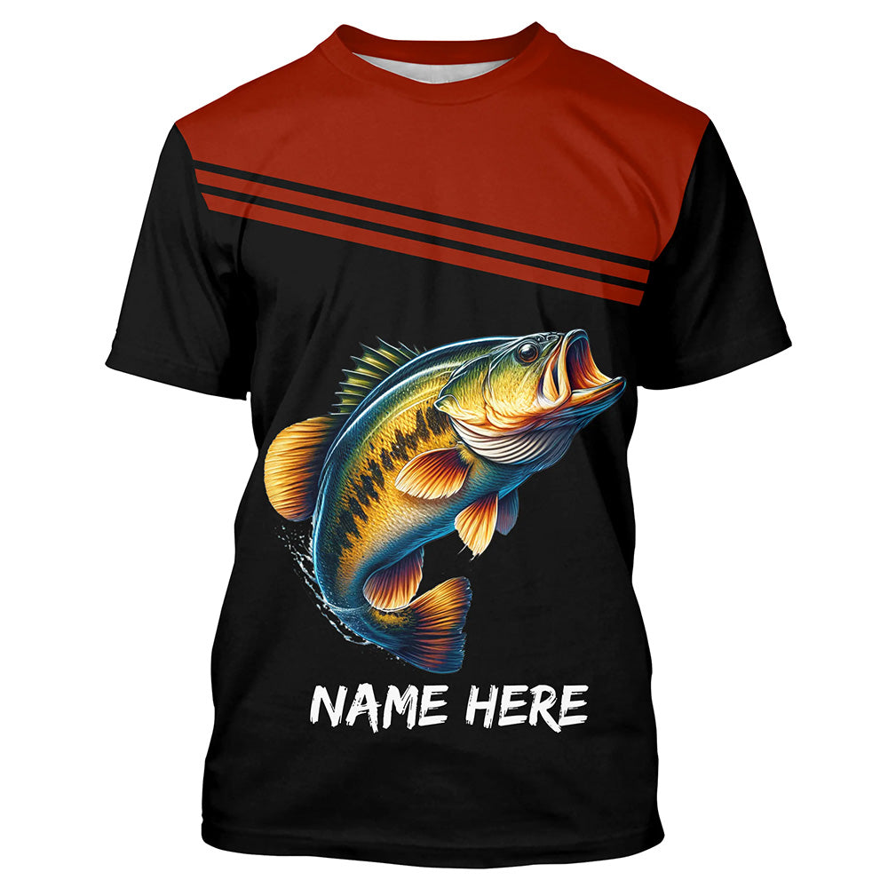 Red and black Bass Fishing Customize name Long sleeve UV protection performance Bass Fishing NQS2083