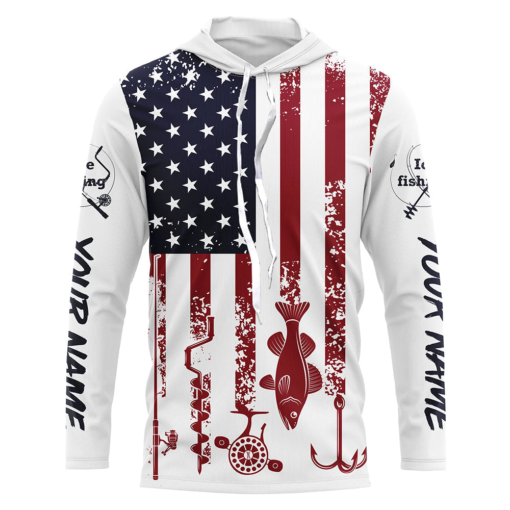 American Flag Walleye Ice Fishing Custom Patriotic Fishing For Fisherman NQS9159