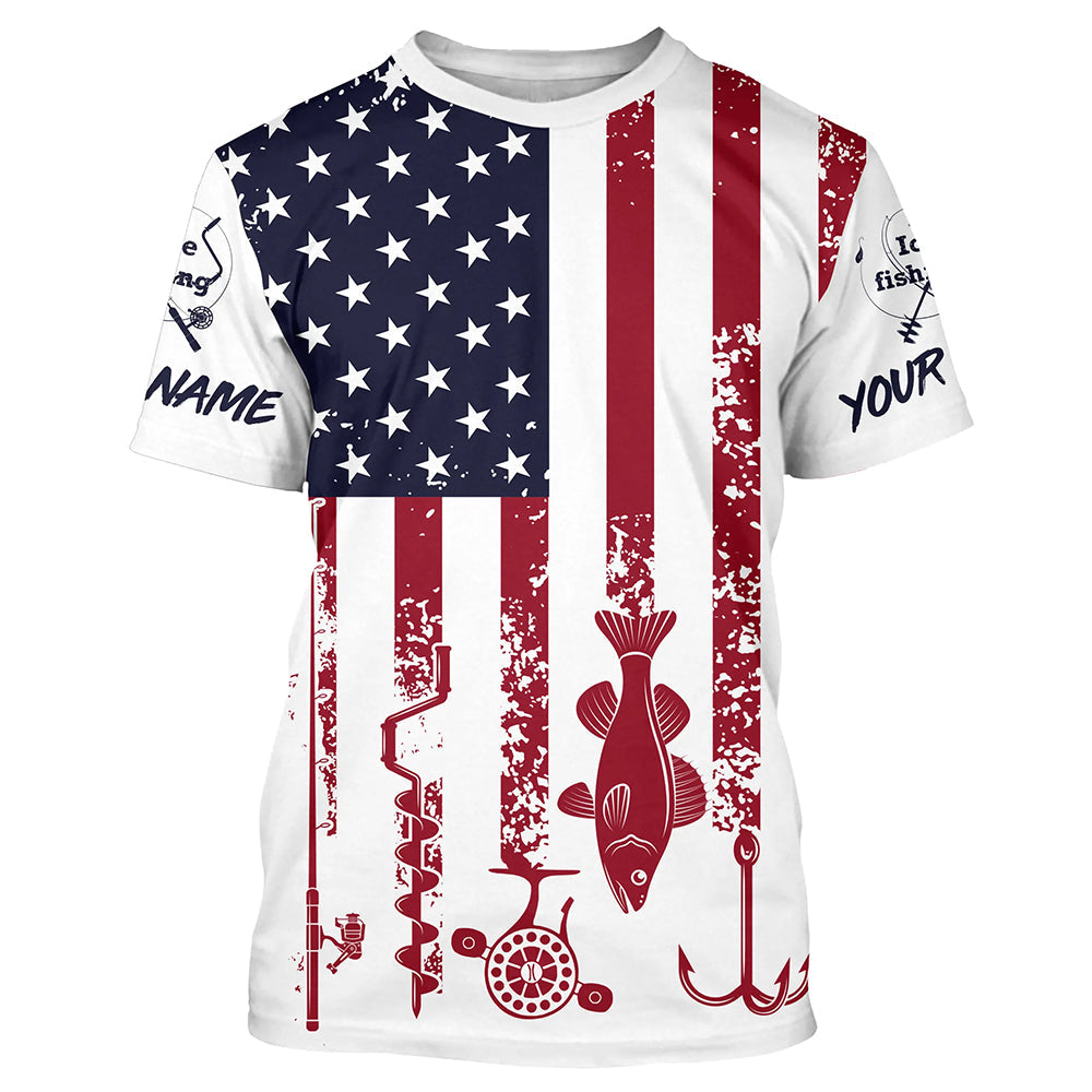 American Flag Walleye Ice Fishing Custom Patriotic Fishing For Fisherman NQS9159
