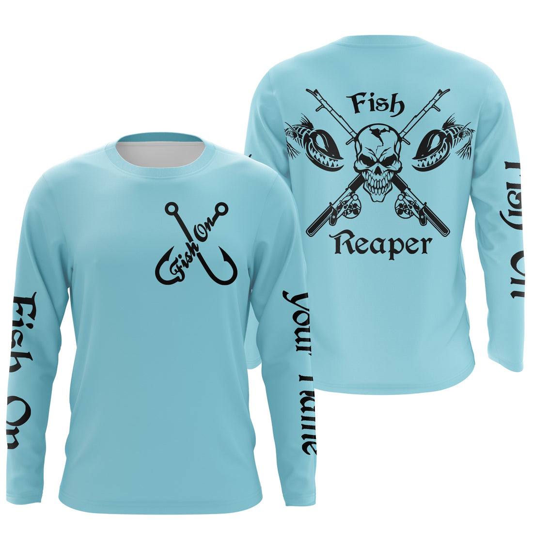 Fish Reaper Fish on Custom Name 3D All over printed Fishing light blue fishing, fishing NQS2812