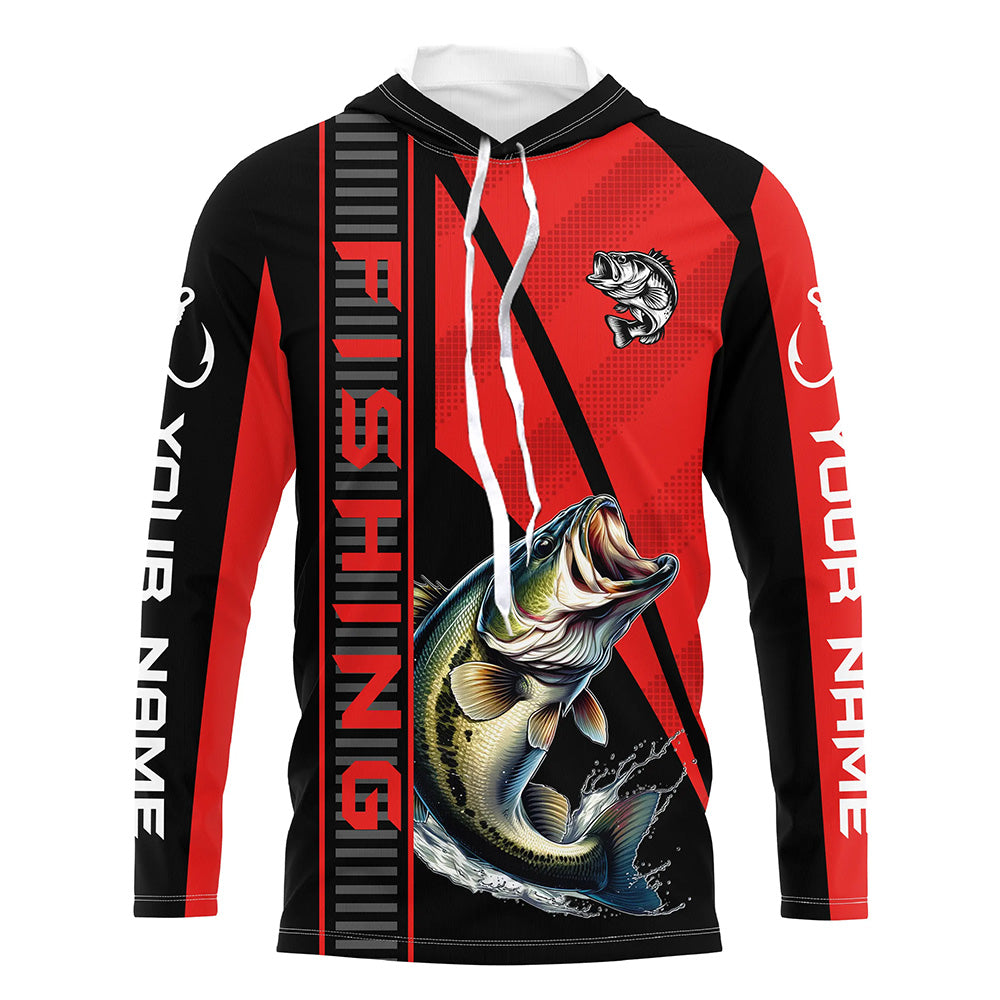 Black and red Largemouth Bass Fishing Custom UV protection Long sleeve fishing, Women NQS8236