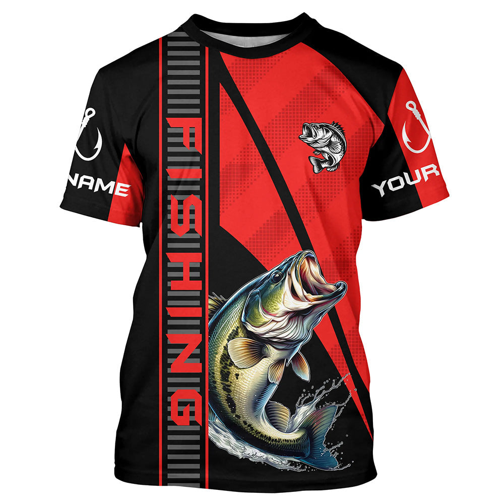 Black and red Largemouth Bass Fishing Custom UV protection Long sleeve fishing, Women NQS8236