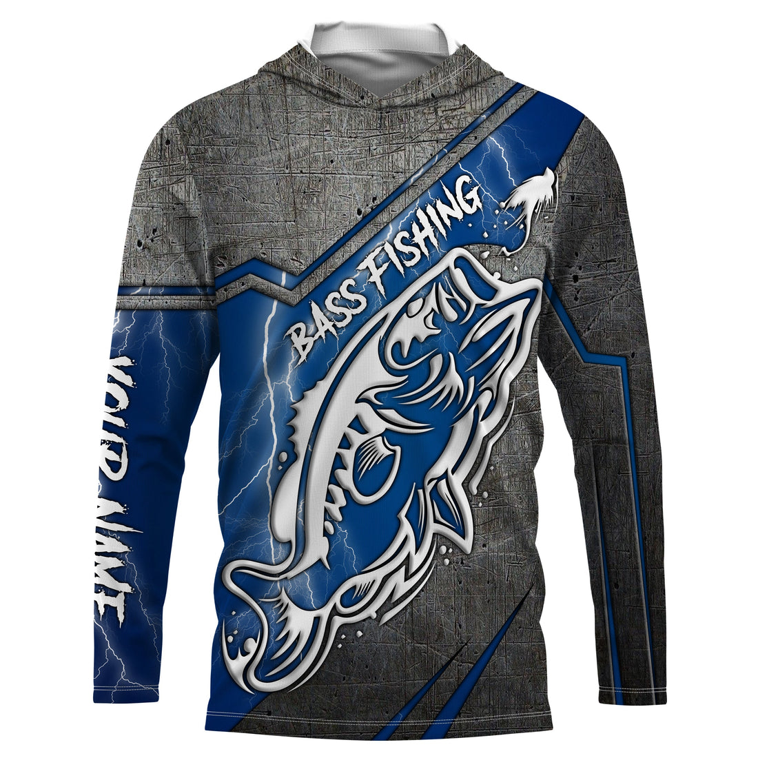 Largemouth bass fishing tattoo Custom Name 3D All over printed Fishing UV protection UPF 30+, blue lightning fishing NQS2816