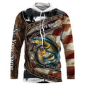 Walleye Fishing camo American flag patriotic Customize name long sleeves fishing NQS1433