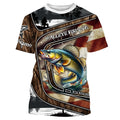 Walleye Fishing camo American flag patriotic Customize name long sleeves fishing NQS1433