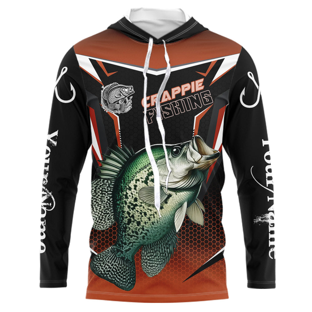 Black and Orange Crappie Long Sleeve Fishing, Personalized Crappie Fishing Tounament NQS9680