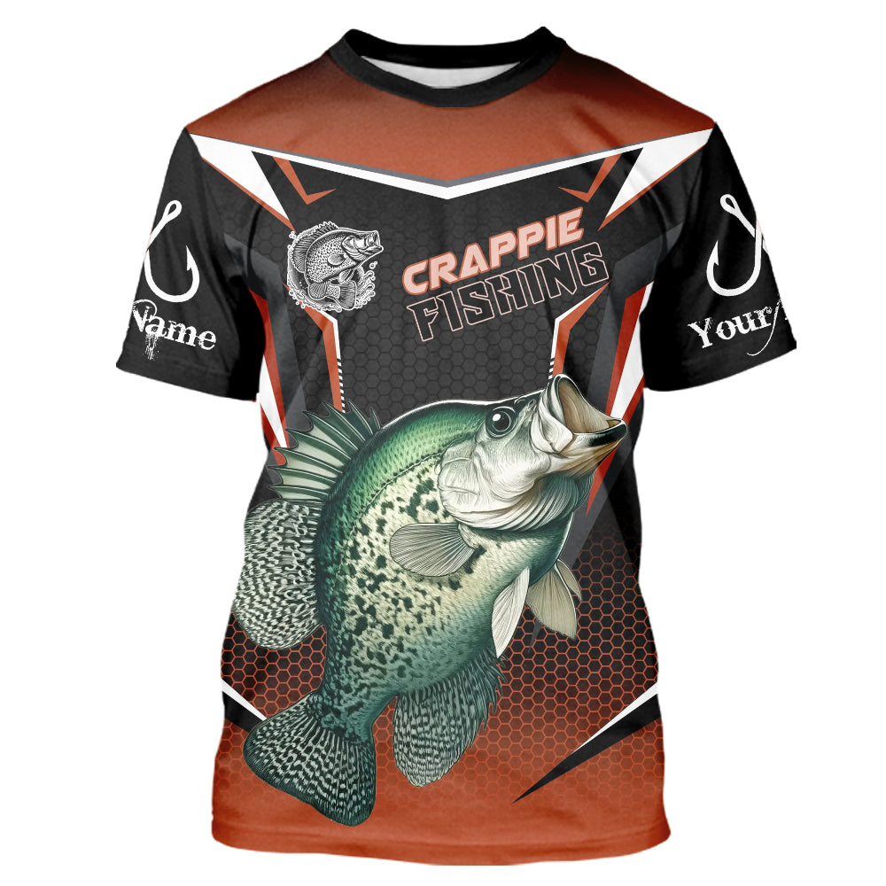 Black and Orange Crappie Long Sleeve Fishing, Personalized Crappie Fishing Tounament NQS9680