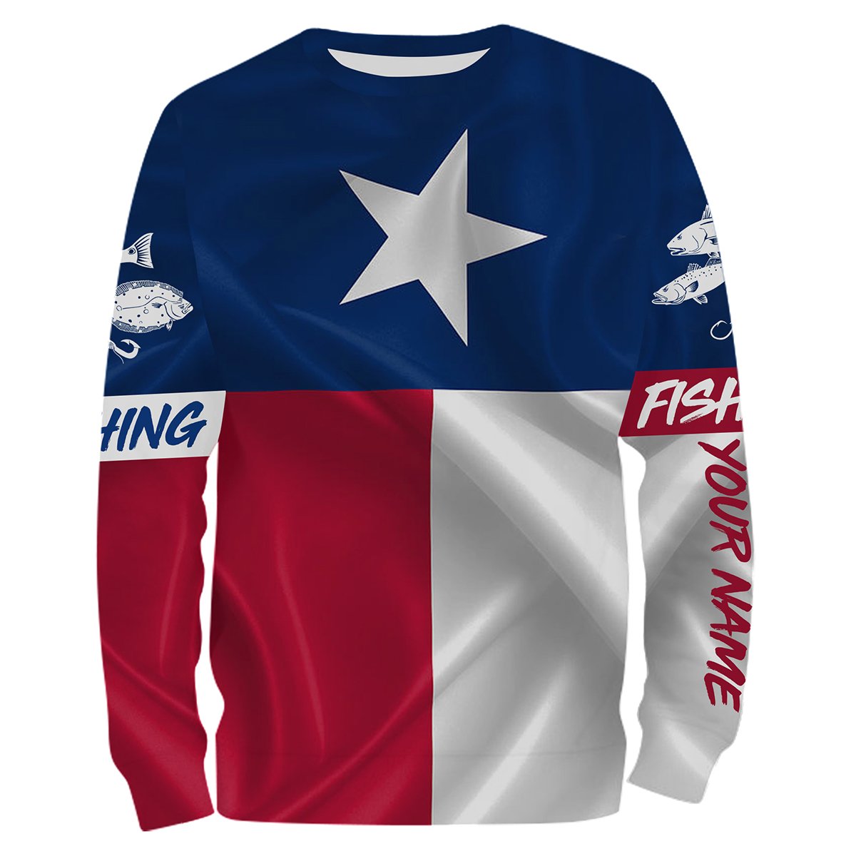 Texas Slam Redfish Puppy Drum, Speckled Trout, Flounder Texas State Flag Customize Name All Over Printed NQS444