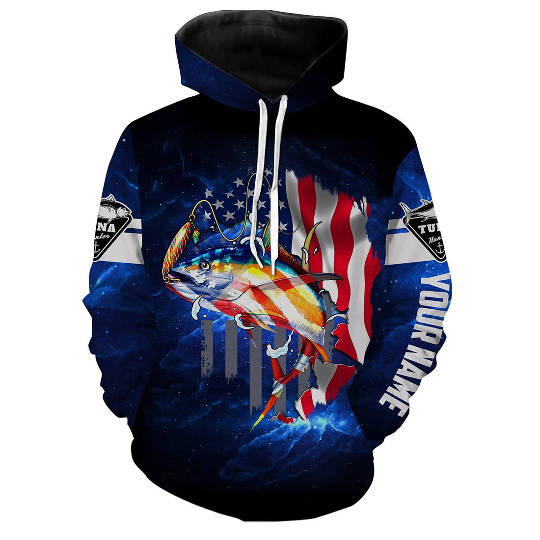 Tuna Fishing 3D American Flag patriotic Customize name All over print NQS447