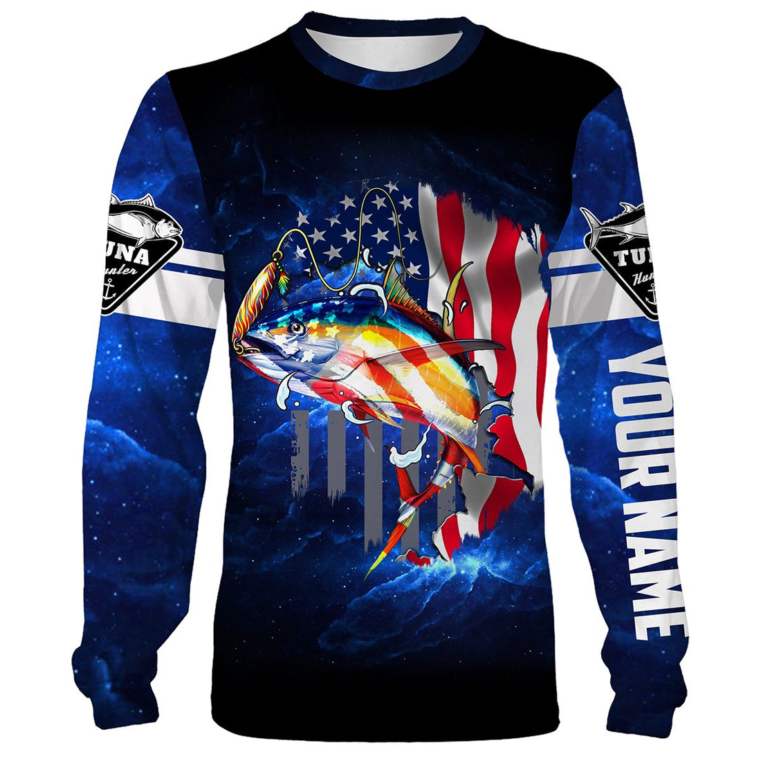 Tuna Fishing 3D American Flag patriotic Customize name All over print NQS447