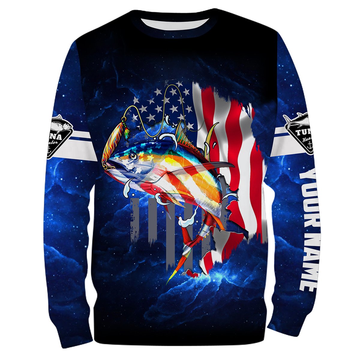 Tuna Fishing 3D American Flag patriotic Customize name All over print NQS447