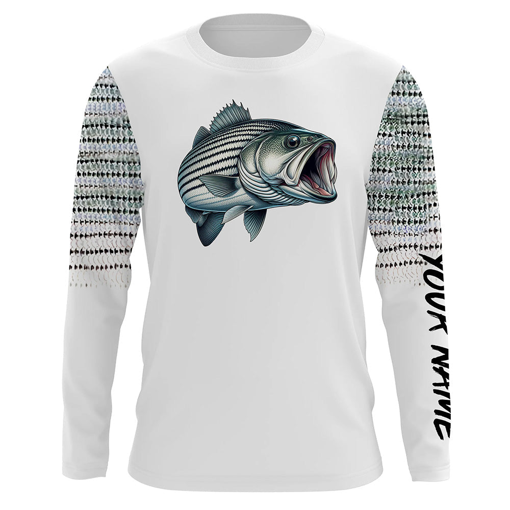 Striped bass Fishing scales Custom long sleeve Fishing, personalized Striper fishing apparel NQS581