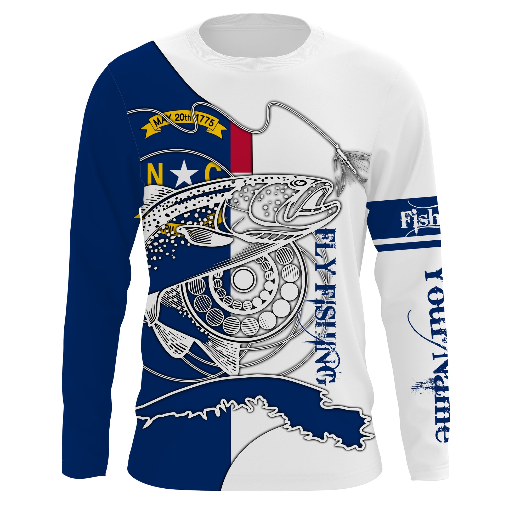 Trouts fly fishing in NC North Carolina Custom Name sun protection UPF 30+ performance fishing NQS3599