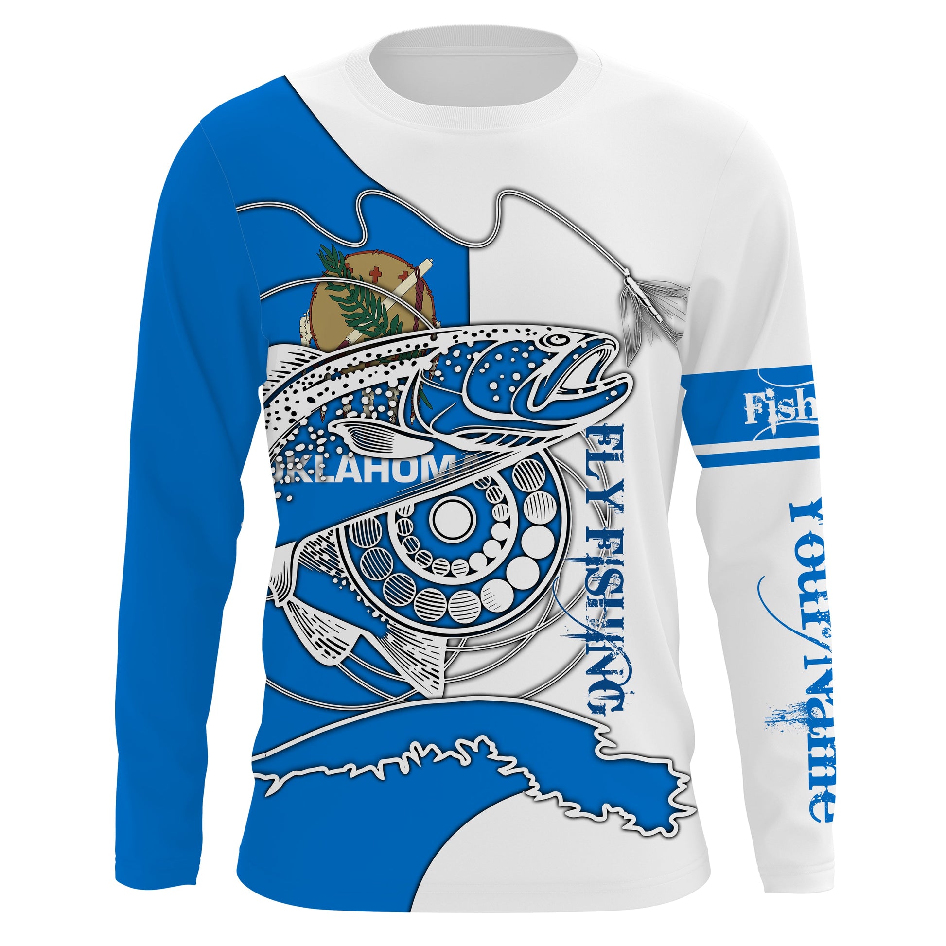 Trouts fly fishing Oklahoma Custom Name sun protection UPF 30+ performance fishing NQS3600