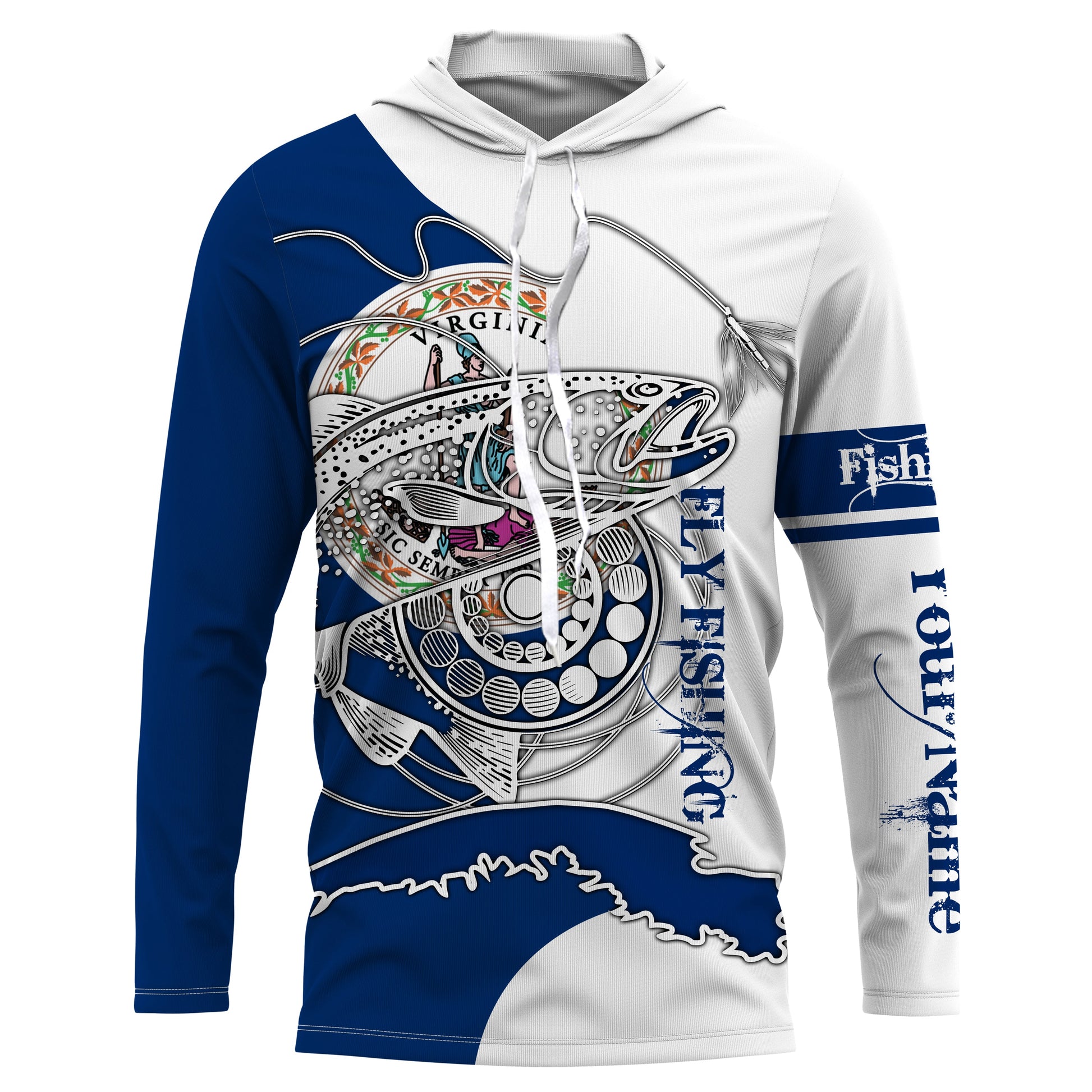 Trouts fly fishing VA Virginia Custom Name sun protection UPF 30+ performance fishing NQS3601