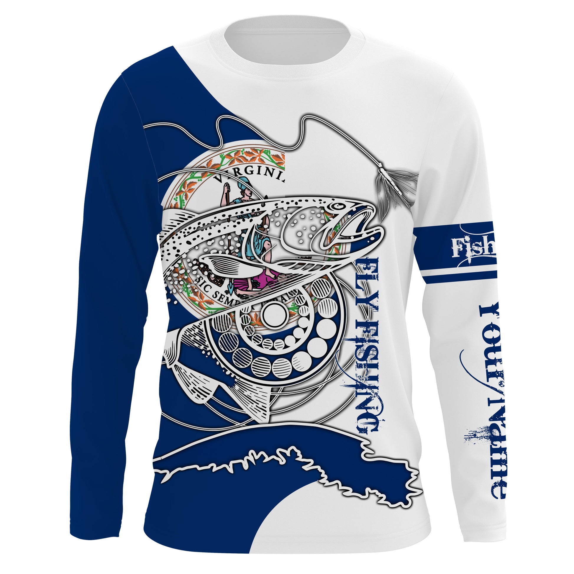 Trouts fly fishing VA Virginia Custom Name sun protection UPF 30+ performance fishing NQS3601