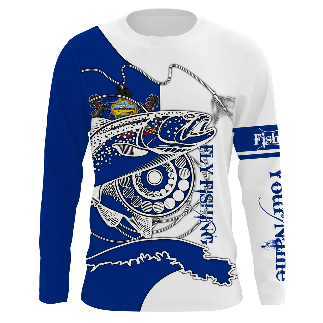 Trouts fly fishing PA Pennsylvania Custom Name sun protection UPF 30+ performance fishing NQS3602