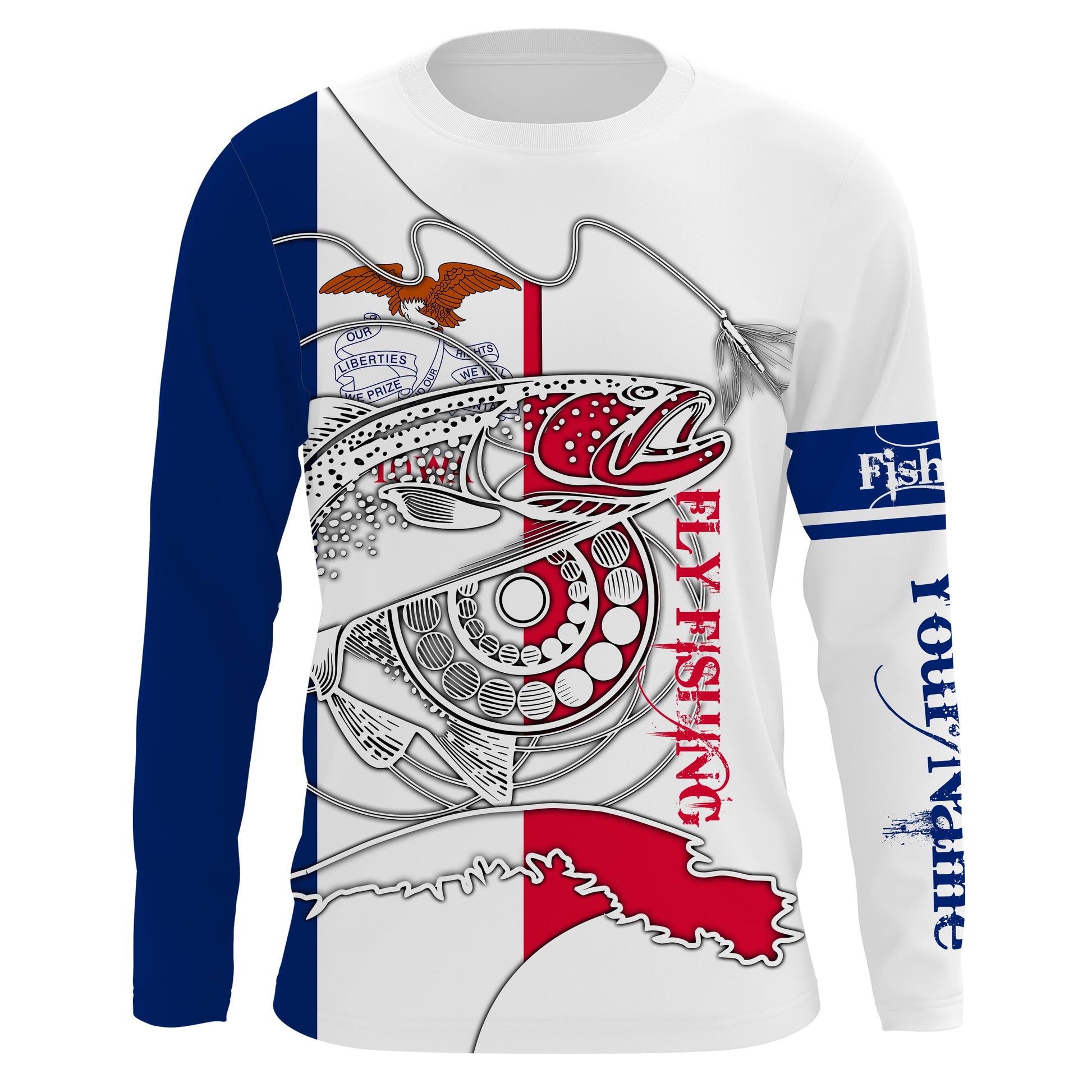 Trouts fly fishing IA Iowa custom name sun protection UPF 30+ performance fishing NQS3605