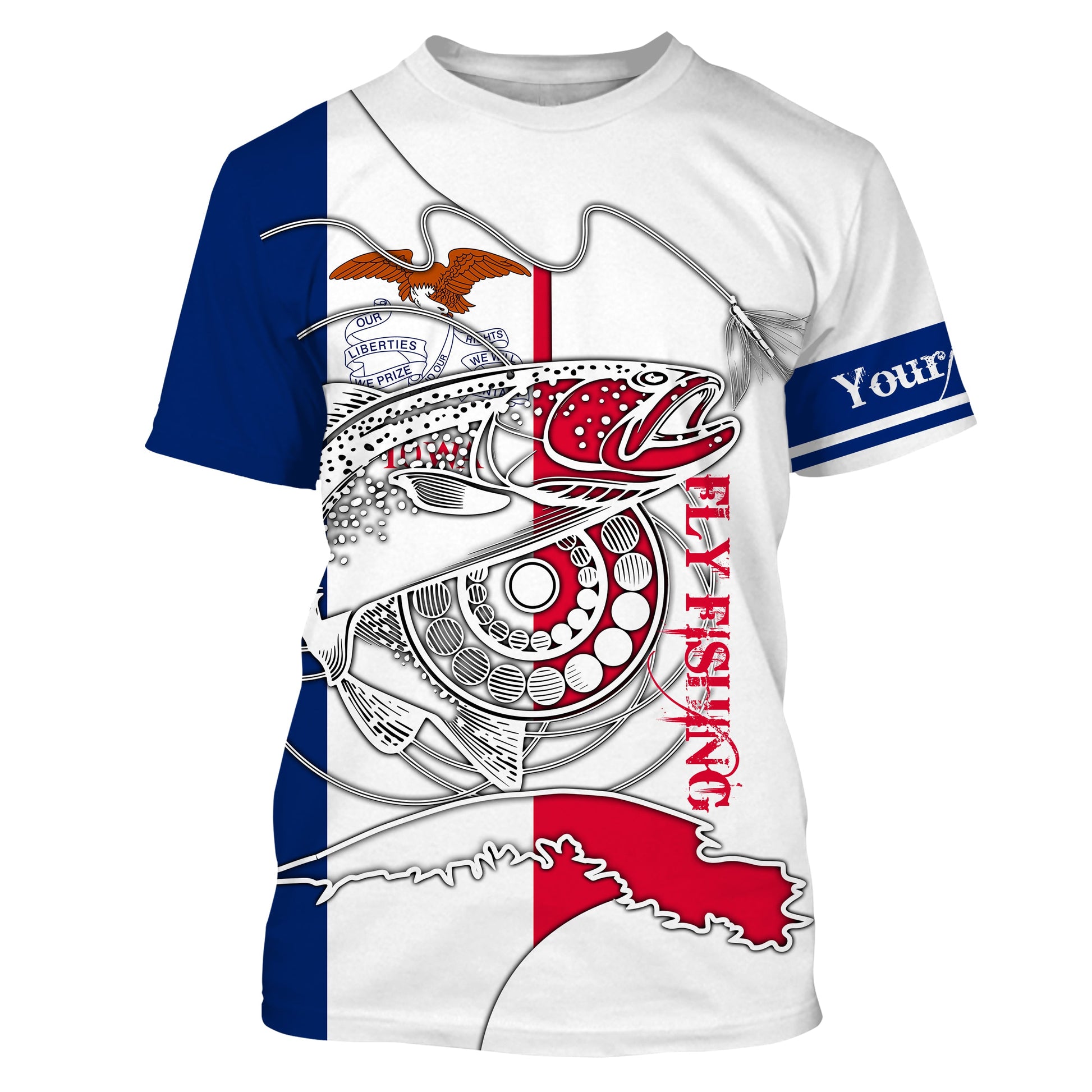 Trouts fly fishing IA Iowa custom name sun protection UPF 30+ performance fishing NQS3605