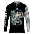 Striped Bass fishing scales Customize name black long sleeves fishing NQS833