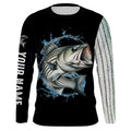 Striped Bass fishing scales Customize name black long sleeves fishing NQS833