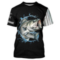 Striped Bass fishing scales Customize name black long sleeves fishing NQS833