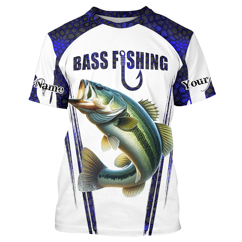Largemouth Bass fishing blue camo Custom Funny Fishing, Gift For Fisherman NQS5455