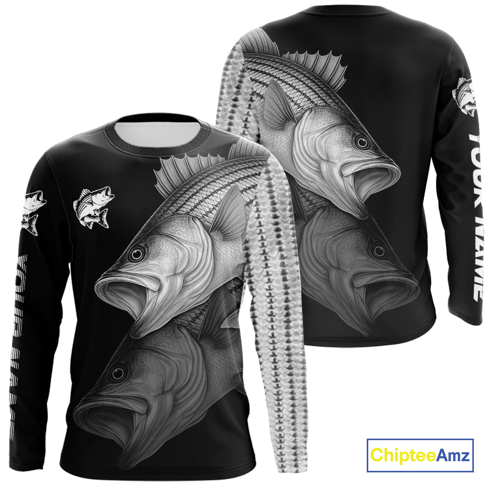 Striped Bass performance Fishing Custom Striper Fishing Long Sleeve Tournament Fishing