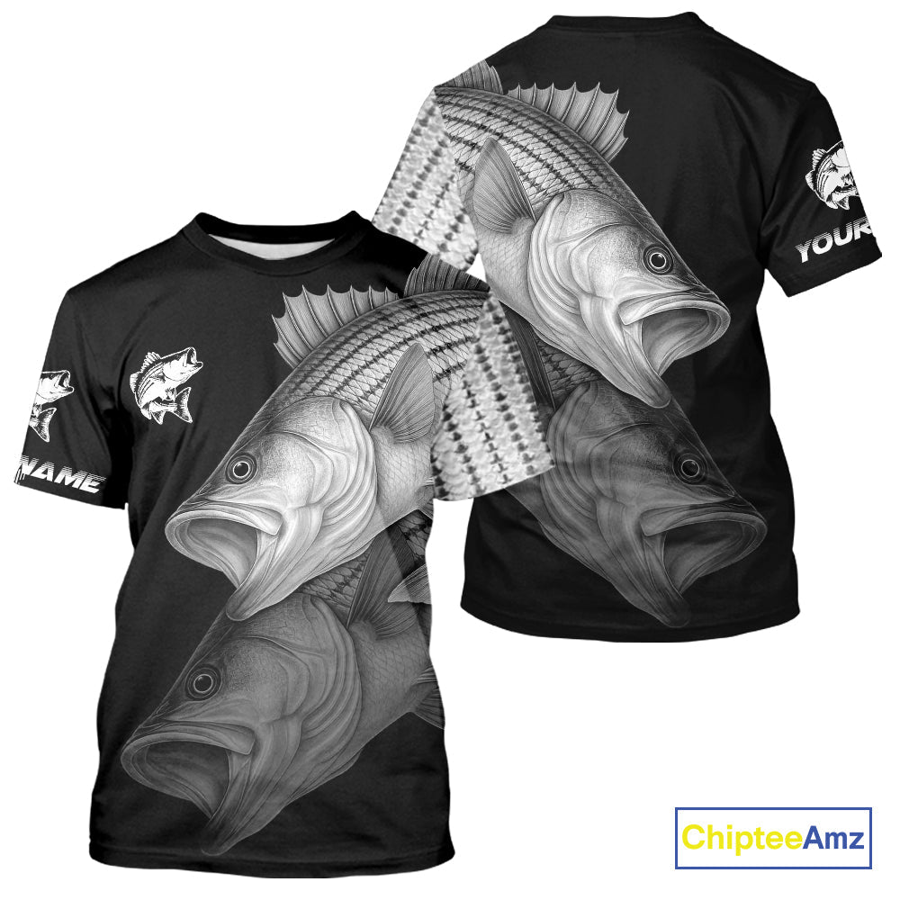 Striped Bass performance Fishing Custom Striper Fishing Long Sleeve Tournament Fishing